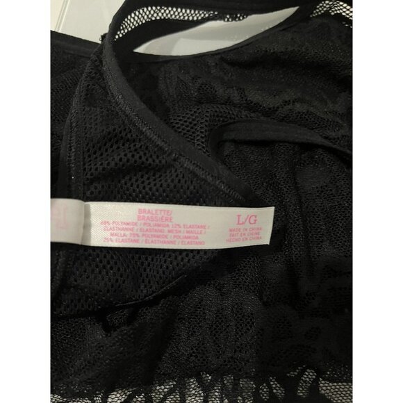 Pink Bralette Women Large Black Lace Racerback - Picture 10 of 10